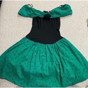 VTG Diamond's Run 1980's Women's Sz 9/10 Off Shoulder Rosette Party Dress Green